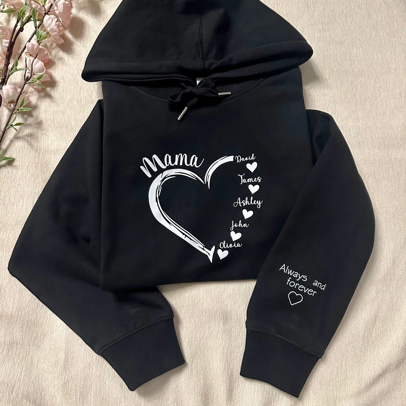 Moletom personalizado com coração de mamãe/avó