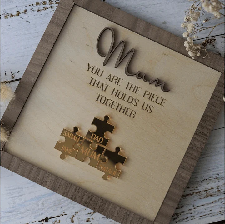 💕 Placa de quebra-cabeça "Mãe, você é a peça que nos mantém unidos"💕